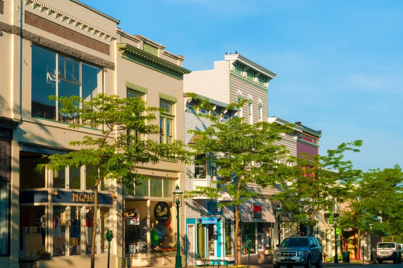 Downtown Northern Michigan storefronts protected by ML Security